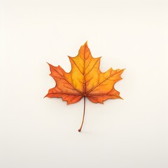 Dew Kissed Maple Leaf in Warm Autumnal Hues with Intricate Veining in Hyper Oil Painting Style