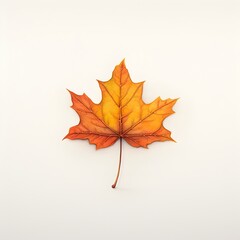 Fototapeta premium Dew Kissed Maple Leaf in Warm Autumnal Hues with Intricate Veining in Hyper Oil Painting Style