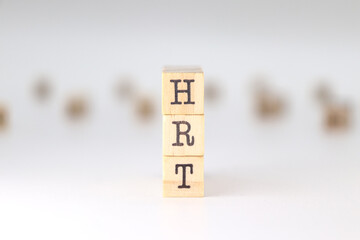 HRT Abbreviation. Concept of Hormone Replacement Therapy text isolated on white background.