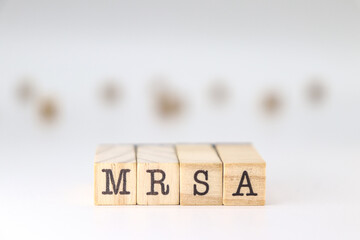 MRSA Methicillin-resistant Staphylococcus Aureus on white background