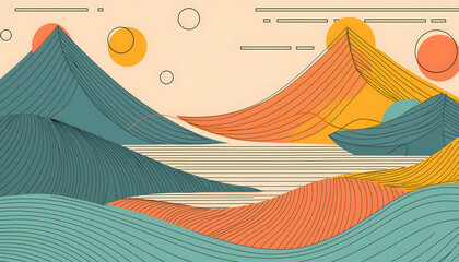 Abstract Line art and simplified illustration style background on digital art concept, Generative AI.