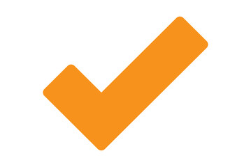 Orange check mark icon - obrazy, fototapety, plakaty