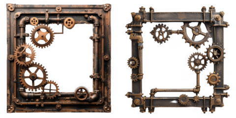 Cogwheel mechanism steampunk tech frame