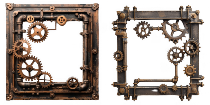 Cogwheel mechanism steampunk tech frame