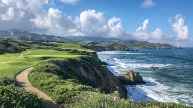 Cliffs by the seaside, grasslands