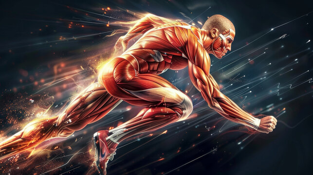 Close-Up of Sprinter's Muscle Dynamics