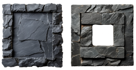 Granite dark rock frame . Rock stone square border