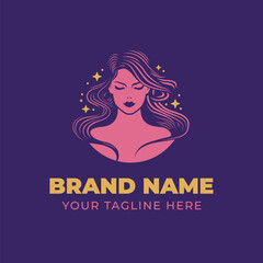 Beautiful women hair beauty fashion logo