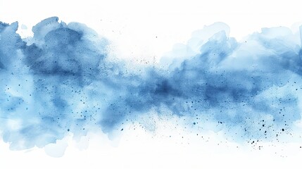 Blurred and grainy blue watercolor background with abstract light sky. Blue powder explosion on a white background. Classic brush painted blue sky.
