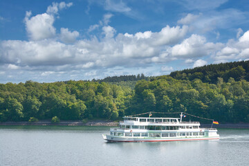 Tourist Boat at Biggesee Reservoir,Sauerland,North Rhine- Westphalia,Germany