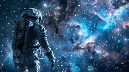 Astronauts in space, floating, represent the daring of humanity in embarking on the exploration of our vast universe.