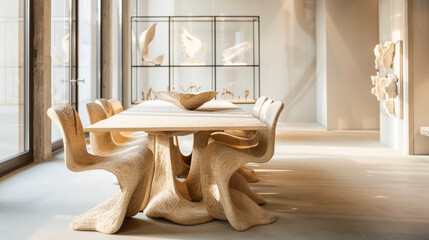 Mycelium Table and Chairs Set. Minimalist Dining Room: