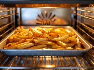 a tray of french fries is sitting inside an oven 