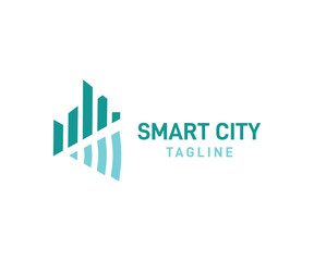 Smart city with internet logo icon design template