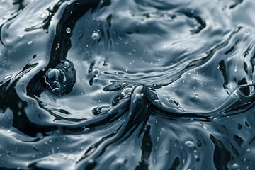 Closeup of electric blue liquid with bubbling pattern resembling wind waves in a transparent material. The circles and fluid create an mesmerizing image