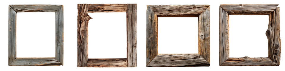 Old rustic corrosion wood frame. Lumber square rust border