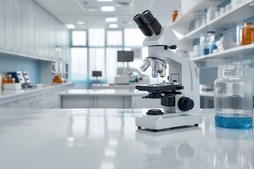 An advanced microscope prominently displayed in a scientific lab, symbolizing the cutting-edge technology driving today's biomedical research