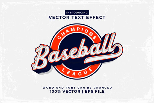 Editable text effect Baseball Logo 3d Vintage template style premium vector