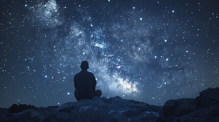 Sitting and looking at the sky full of stars There are no clouds covering it. See the Milky Way. 