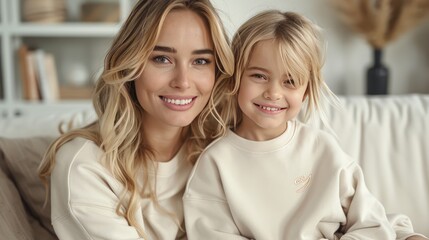 Mother and daughter at home