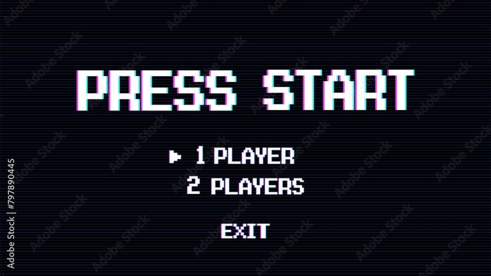 Poster press start by selecting a player or exiting the game's main menu. modern trendy game background wit