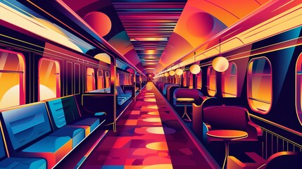 a versatile illustration of a fantastic trip with intercity Graffity style, bold colours - obrazy, fototapety, plakaty
