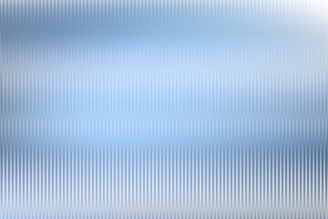 Reeded glass with blurred sky blue background. Refraction texture acrylic ribbed bath separation wall. Frozen ice premium packaging foil overlay. Wavy vertical line stripes pastel polycarbonate panel.