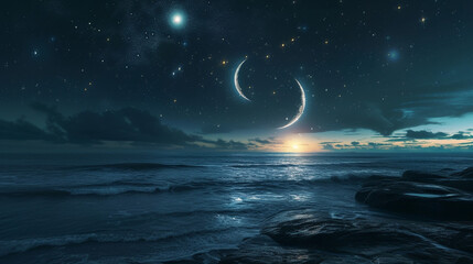 Obraz na płótnie Canvas moon over the sea