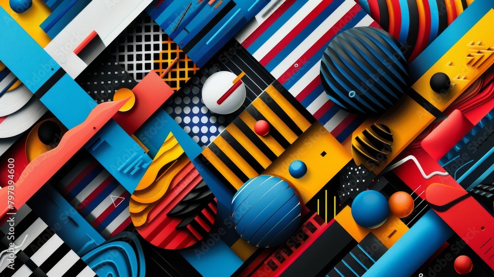 Aufkleber geometric patterns: a 3d vector illustration of a complex geometric pattern with overlapping shapes 