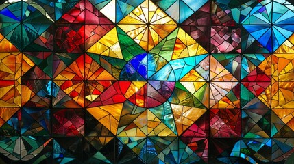Geometric Patterns: An image of a stained glass window displaying