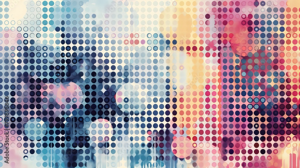 Aufkleber grid art: a vector illustration of an abstract artwork with a grid of circles, each varying in size 