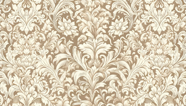 Seamless damask pattern wallpaper beige 