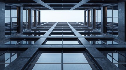 Grid Structure: A photo of a modern building facade