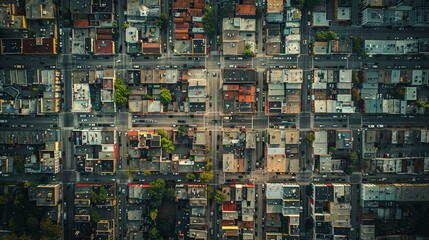 Grid Structure: A photo of an aerial view of a city