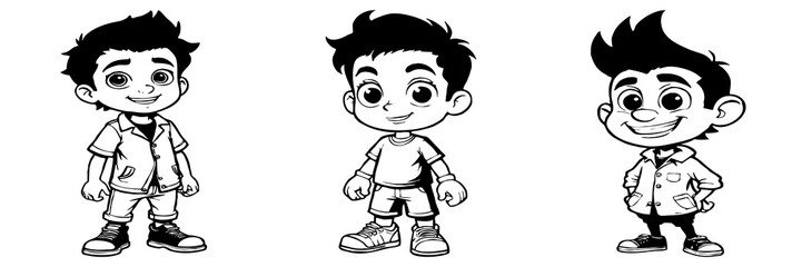 Black and white cartoon . Pattern for  T-shirt, covers. Generated by Ai