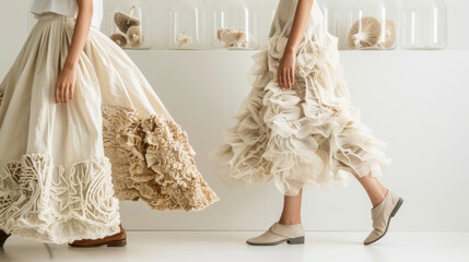 Contemporary Skirts Made from Sustainable Mycelium Fabric, Modeled Skirts