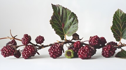 Blackberry fruits on a white background, blackberry png image _ fruit image _ blackberry in isolated white background Ai generated 