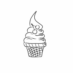 Set of ice cream line art illustration
