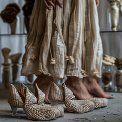 Close-Up Shot of Eco-Friendly Shoes & Skirts Infused with Mushroom Mycelium Fibers