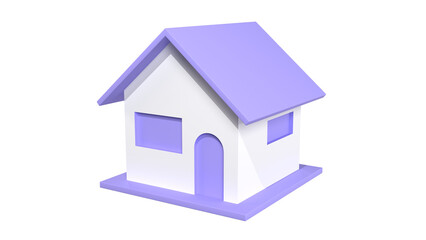 3D House Illustration Isolated On Transparent Background. 3D House Design Element.