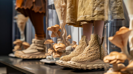 Mushroom Mycelium Shoes & Matching Skirts Worn by Women