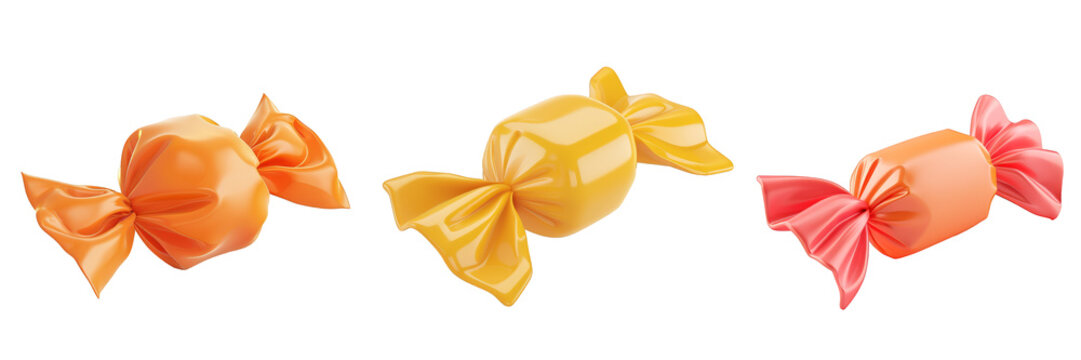 PNG candy wrapper 3d icons and objects collection, in cartoon style minimal on transparent, white background, isolate