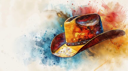 Hand-painted cowboy hat with watercolors