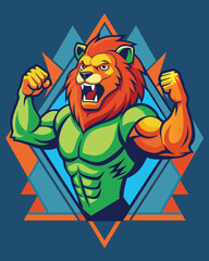 Lion superhero mascot logo. illustration 