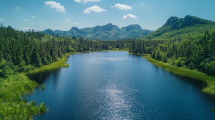 lake and mountains