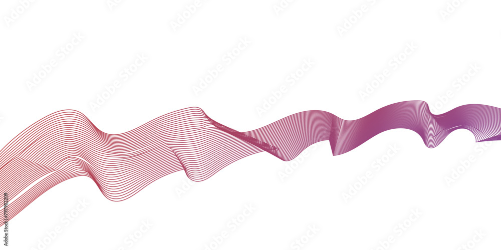 Poster Abstract wavy lines flowing curve gradient color on transparent background. Abstract white background colorful lines. modern wavy stripes on white background isolated.	