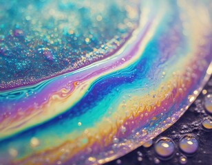 abstract background texture of iridescent paints, soap bubble