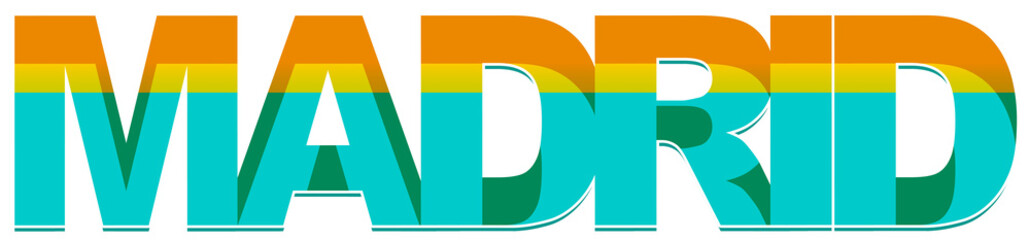 Madrid, creative art text design, isolated on white background, illustration,