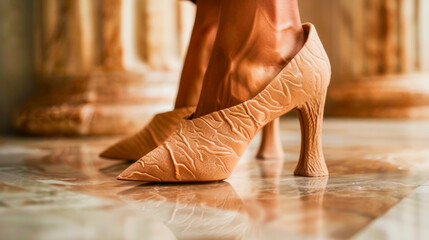 Close-Up of Elegant High Heels Crafted from Mycelium Leather