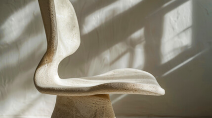 Close-Up of Mycelium-Based Dining Chair Against Minimalist Backdrop
